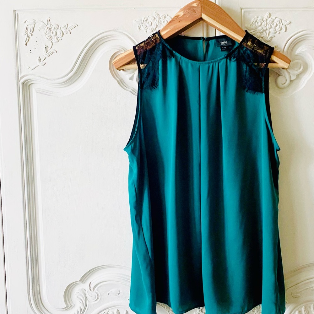 Mossimo XXl tank emerald green lace shoulder 2x